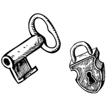 key and padlock drawing